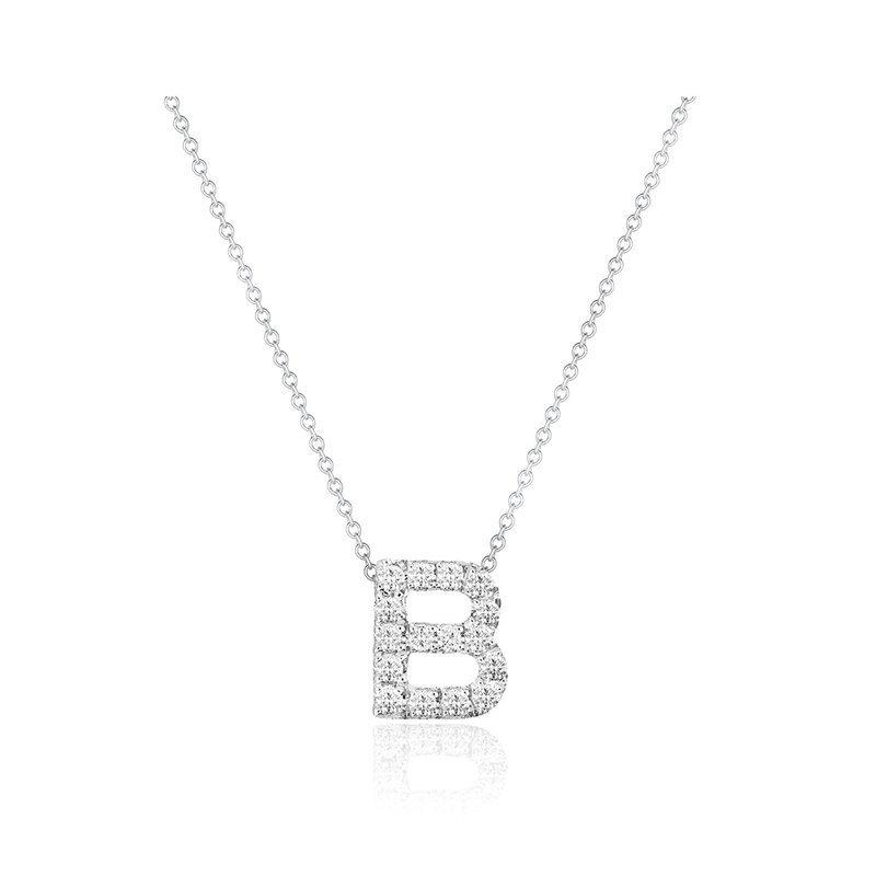 B-Alphabet Necklace | 14K Gold Real Diamond Necklace - Necklaces - Diamond 