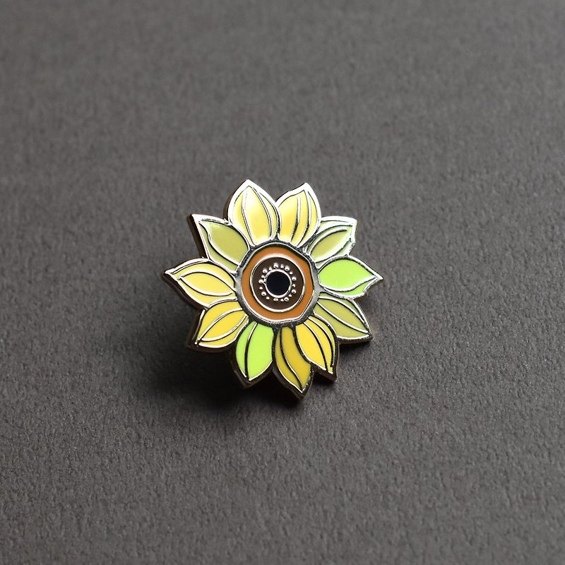 Sunflower pins flower enamel lapel pin -Badge - pins - enamel pins gold metal - เข็มกลัด/พิน - โลหะ สีส้ม