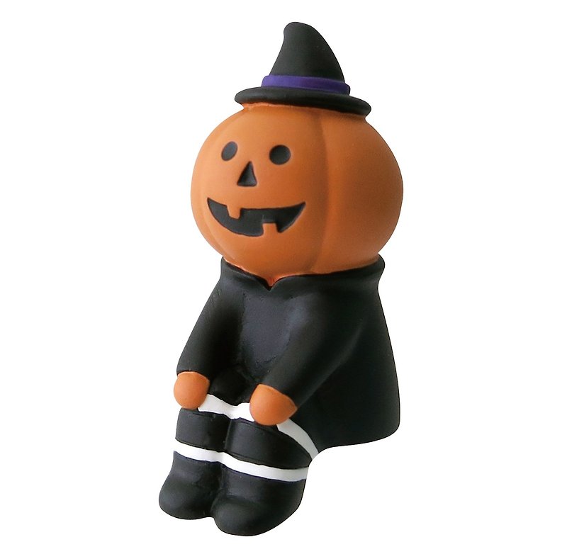 [Japan Decole] concombre Halloween limited edition ornaments - sitting pumpkin man - ของวางตกแต่ง - วัสดุอื่นๆ สีดำ