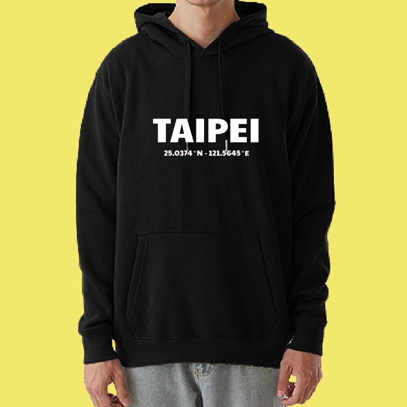 TAIPEI 台北 座標 文創 城市 衣服 帽T 衣服 長袖 黑色 白色 厚磅 - 男 T 恤 - 棉．麻 多色