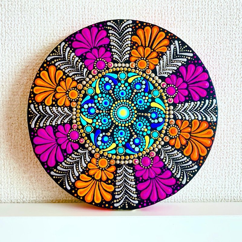 Dot Mandala Fireworks No.10 oringe pink 20cm - โปสเตอร์ - ผ้าฝ้าย/ผ้าลินิน หลากหลายสี