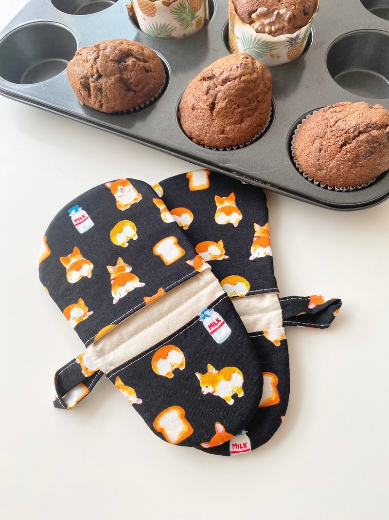 Oven mitts (one pair) - กระทะ - ผ้าฝ้าย/ผ้าลินิน สีดำ