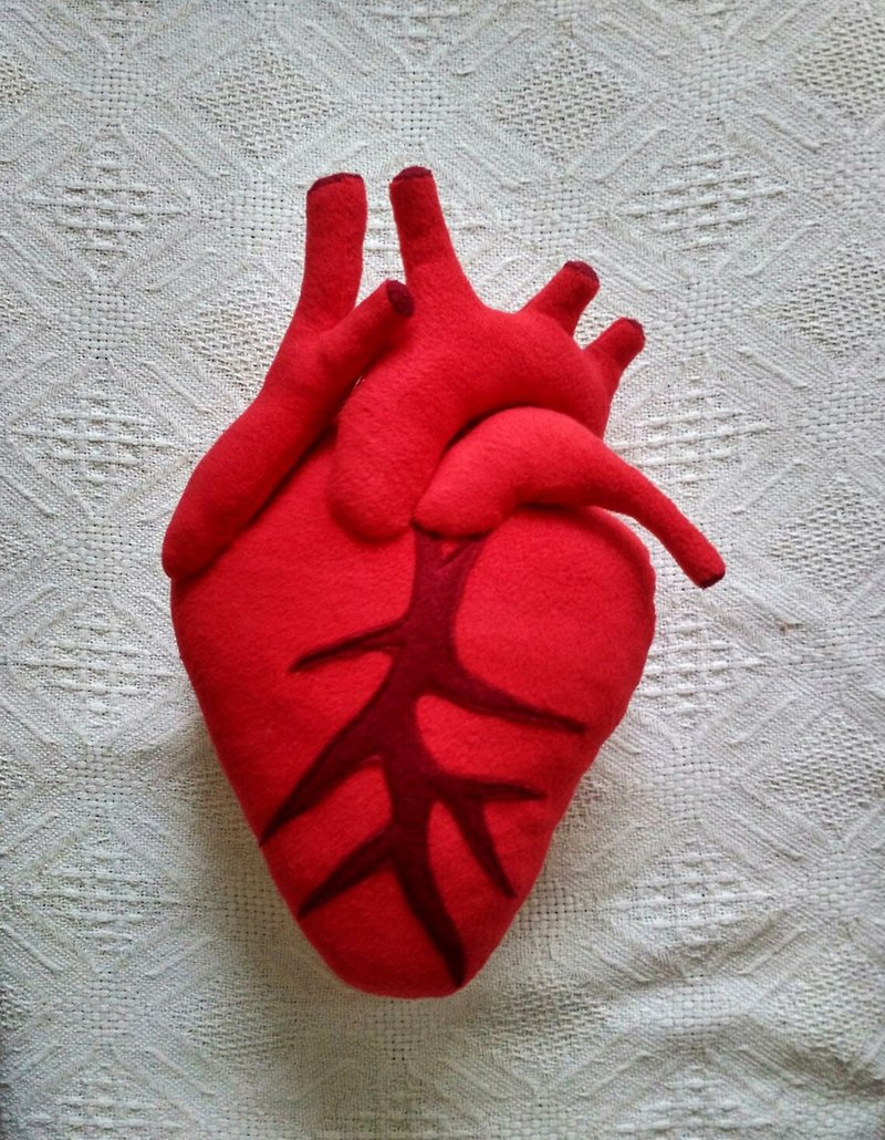 Anatomical heart pillow plush - Cardiology - Plush heart pillow - 13,8inch - Pillows & Cushions - Other Materials Red