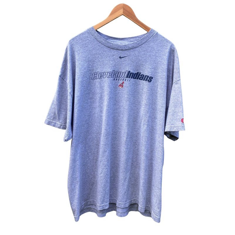 Vintage Nike Cleveland Indian baseball Team T Shirt - 男 T 恤 - 棉．麻 灰色