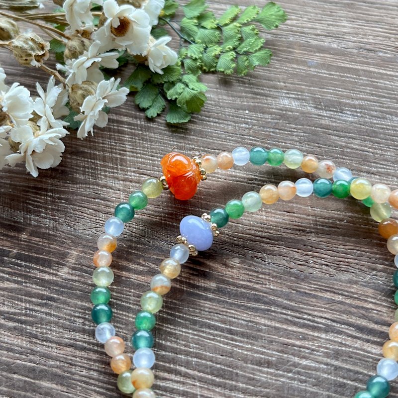 Sunset Jadeite Series-Colorful Jadeite Bracelet - สร้อยข้อมือ - หยก สีเขียว