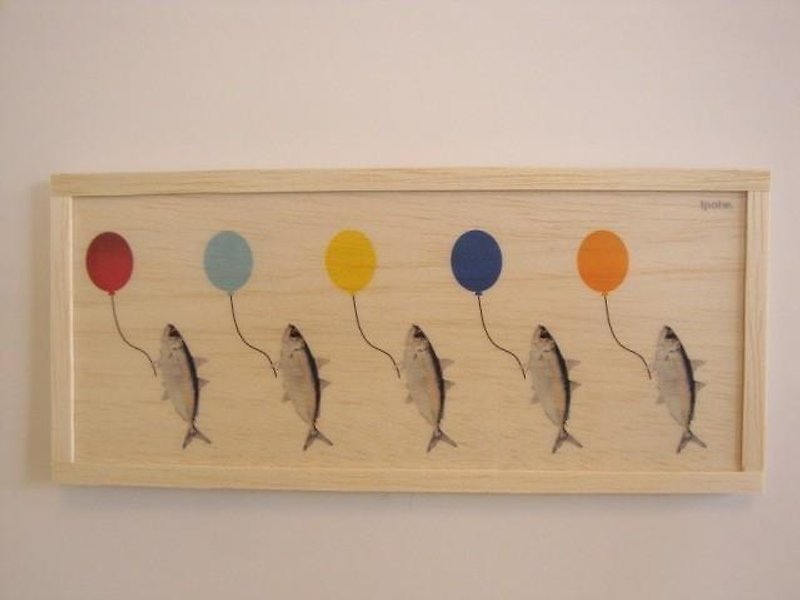 Fish and baloon - 壁貼/牆壁裝飾 - 木頭 
