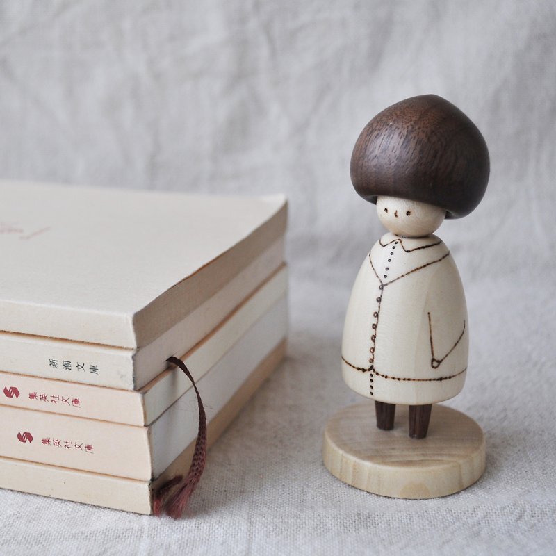 Mushroom girls kokeshi 2 - ตุ๊กตา - ไม้ สีนำ้ตาล