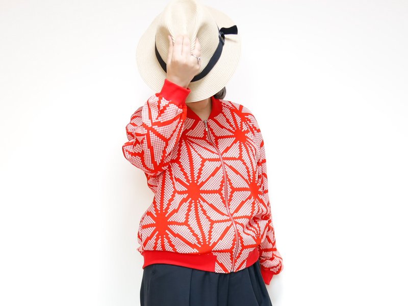 One of a kind bomber jacket made from vintage kimono Free shipping - Women's Casual & Functional Jackets - Silk Red