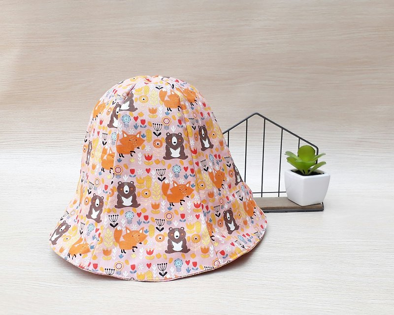 [Tulip Sun Hat] Head circumference below 58cm - หมวก - ผ้าฝ้าย/ผ้าลินิน สึชมพู