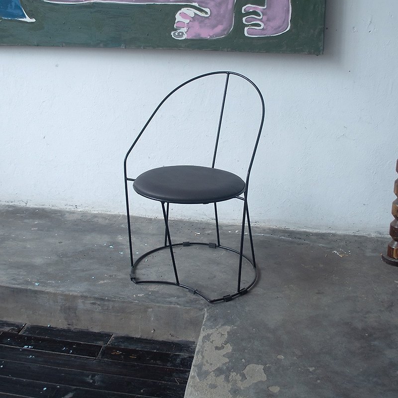 金屬線條椅子 工業風 噴塑工藝 - 其他家具 - 人造皮革 黑色