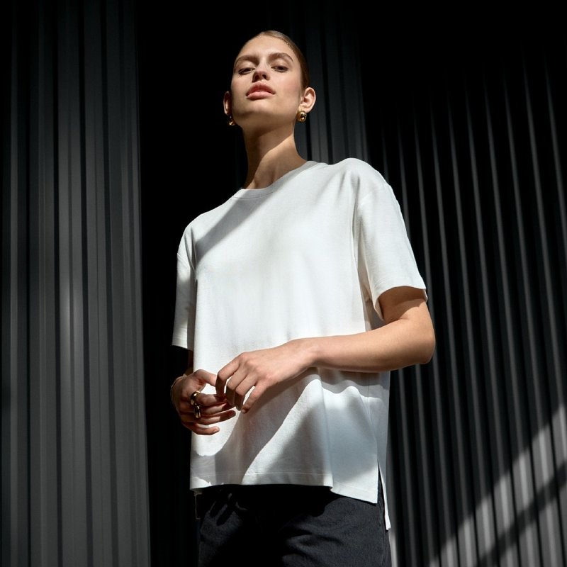 Bread & Boxers T shirt Soft Fiber 女用垂墜感柔棉T恤 - 象牙白 - 女 T 恤 - 棉．麻 白色