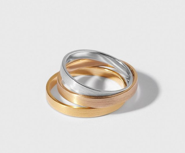 Matte Flat Court 18K Solid Gold Ring Minimalist 3mm