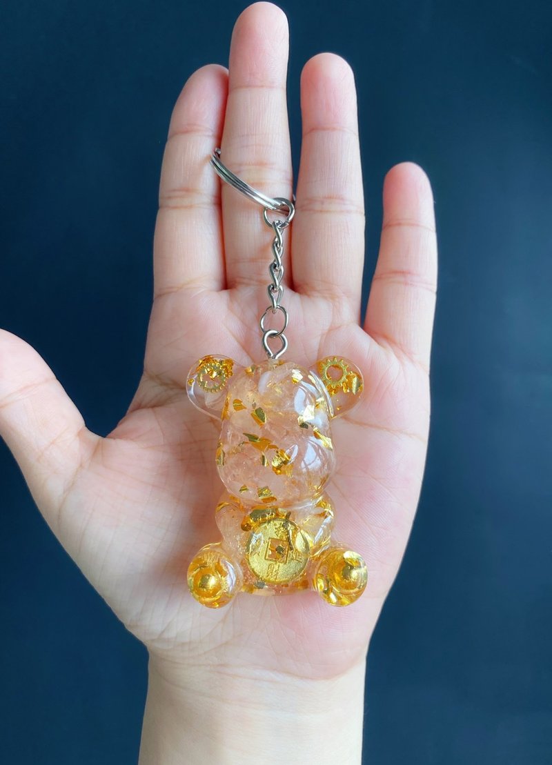 【售出】限量水晶 原石 裝飾 滴膠 小熊 粉晶 鑰匙圈 飾品 閨密 - 鑰匙圈/鑰匙包 - 水晶 粉紅色