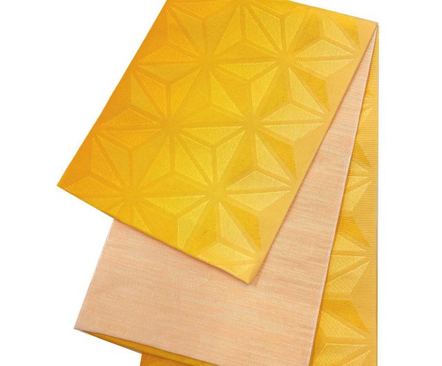 女性腰封和服腰帶小袋帯半幅帯日本製黄色01 - 設計館fuukakimono 腰帶