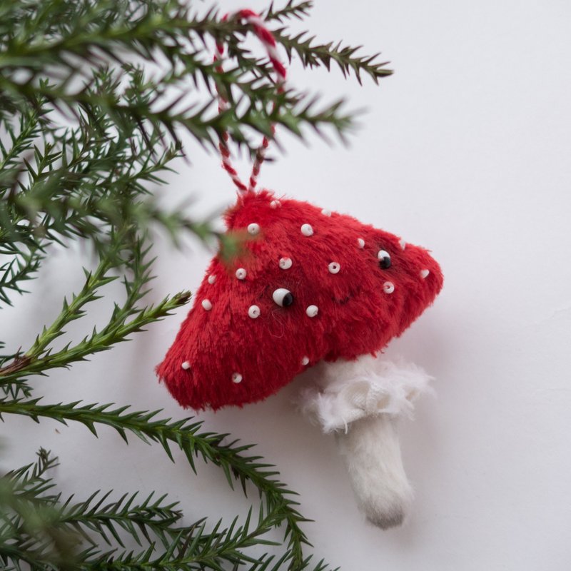 Mushroom Soft Doll - Cute Red Toadstool - 9cm - ตุ๊กตา - วัสดุอื่นๆ สีแดง