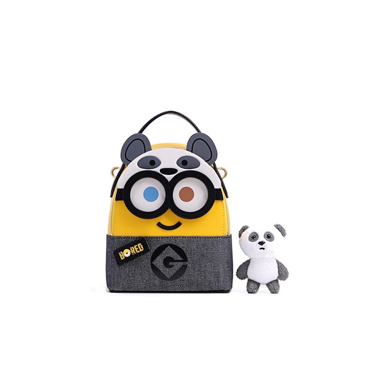 Minions Denim with Leather Backpack - Messenger Bags & Sling Bags - Genuine Leather Yellow