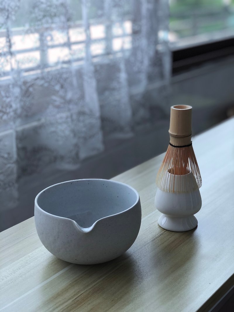 Japanese tea ceremony tool set ceramic matcha bowl Baibenli - Teapots & Teacups - Pottery Transparent