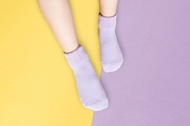 SS23 馬卡龍防滑2分之1童襪(夜空紫)│質感禮盒包裝 - 襪子 - 棉．麻 紫色