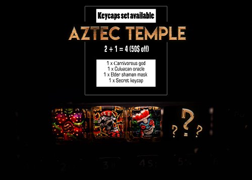 ZenKeycaps 4 pcs Aztec Temple keycaps set, Premium keycaps set, Gift for boyfriend, Artisan