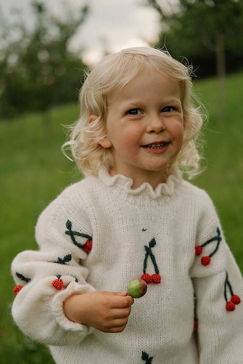 OliviMilly Cherries pullover, Knitting pullover, Kids pullover, baby clothes, cherries