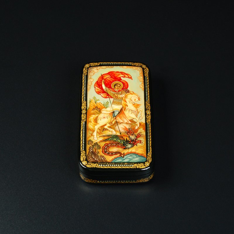 Saint George and the Dragon lacquer box collectible art - 擺飾/家飾品 - 其他材質 