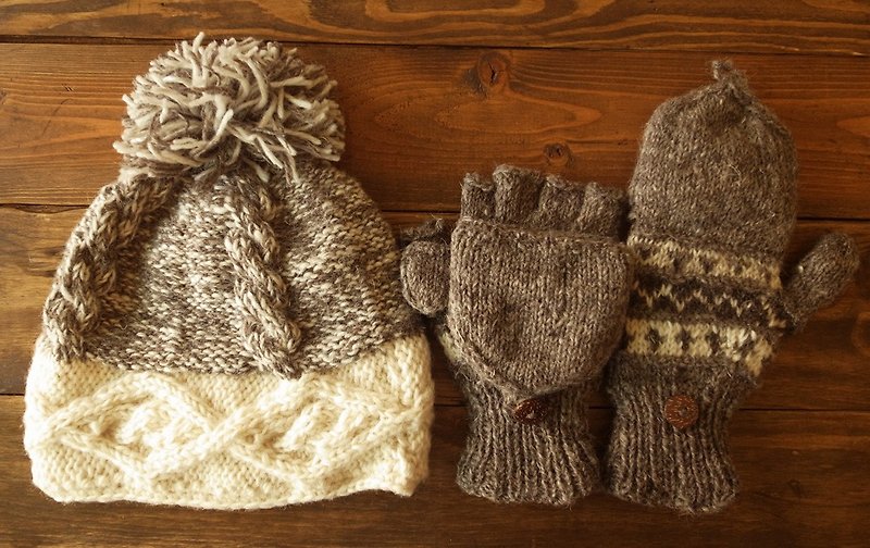 【Grooving the beats】【Christmas Gift】Set of Wool Hat and Wool gloves（$980 Hat Set） - ถุงมือ - ขนแกะ หลากหลายสี