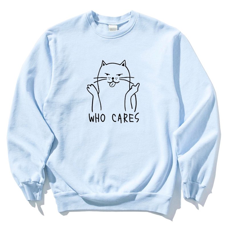 Who Cares Cat #2 unisex Light Blue sweatshirt - Unisex Hoodies & T-Shirts - Cotton & Hemp Blue