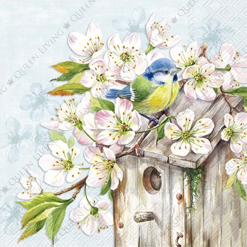 German IHR-33*33cm napkin-Sakura Bird House - Place Mats & Dining Décor - Paper Multicolor