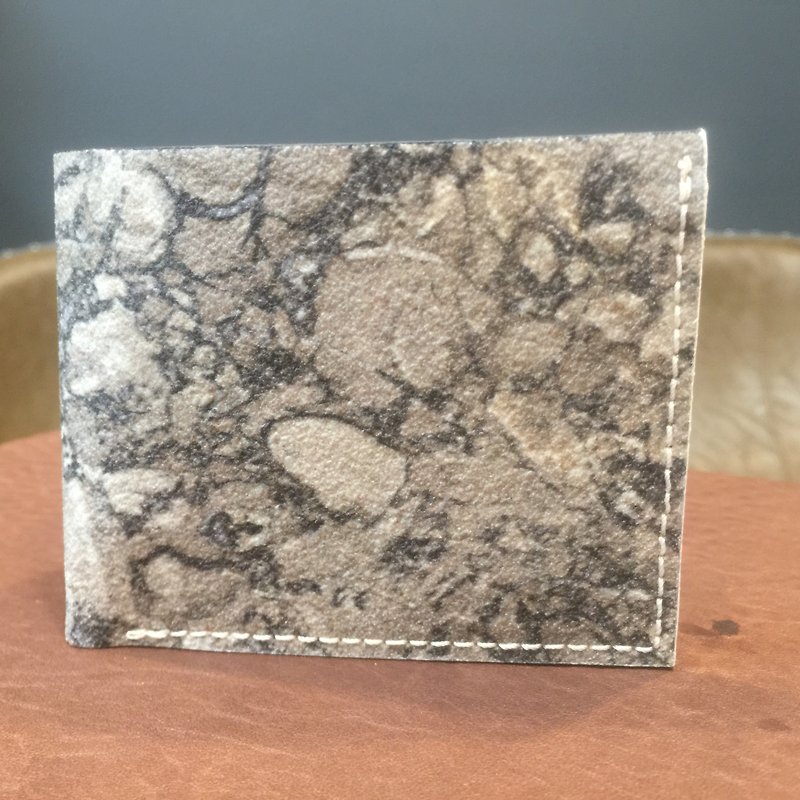 Men's short clip. It is made of marble environmental protection material combined with original color cowhide leather. There is marble and cool - Wallets - Genuine Leather 
