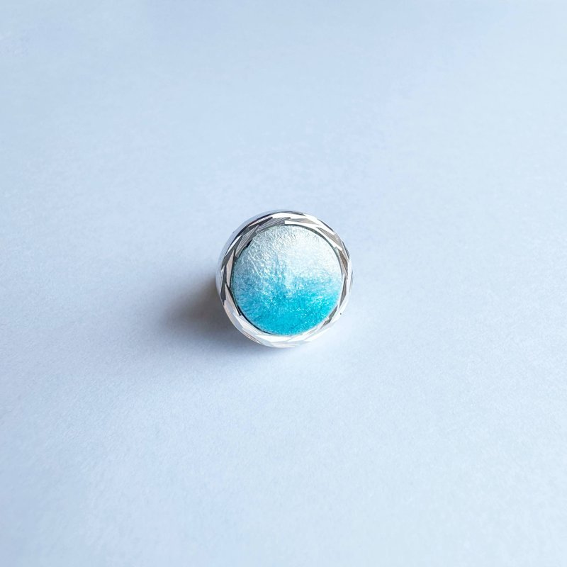 Silver Lapelpin Turquoise Blue Cloisonne Lapel Pin Tie Tack Pure Silver Cloisonne - Ties & Tie Clips - Other Materials Blue