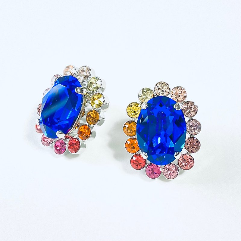 oval earrings swarovski use - Earrings & Clip-ons - Glass Blue