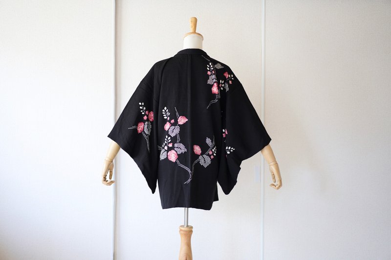 Vintage kimono jacket, Haori, Japanese Kimono /4321 - เสื้อแจ็คเก็ต - ผ้าไหม สีดำ