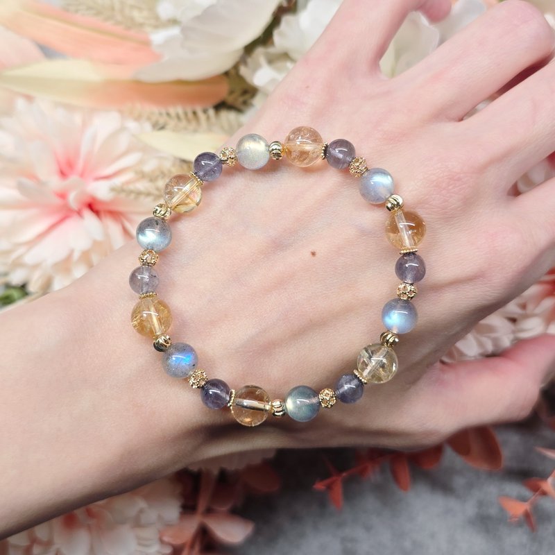 星間旅行 - ラブラドライト（レインボーシラー）・イエローアゼツライト・アイオライト（クリア） - ブレスレット - クリスタル 多色