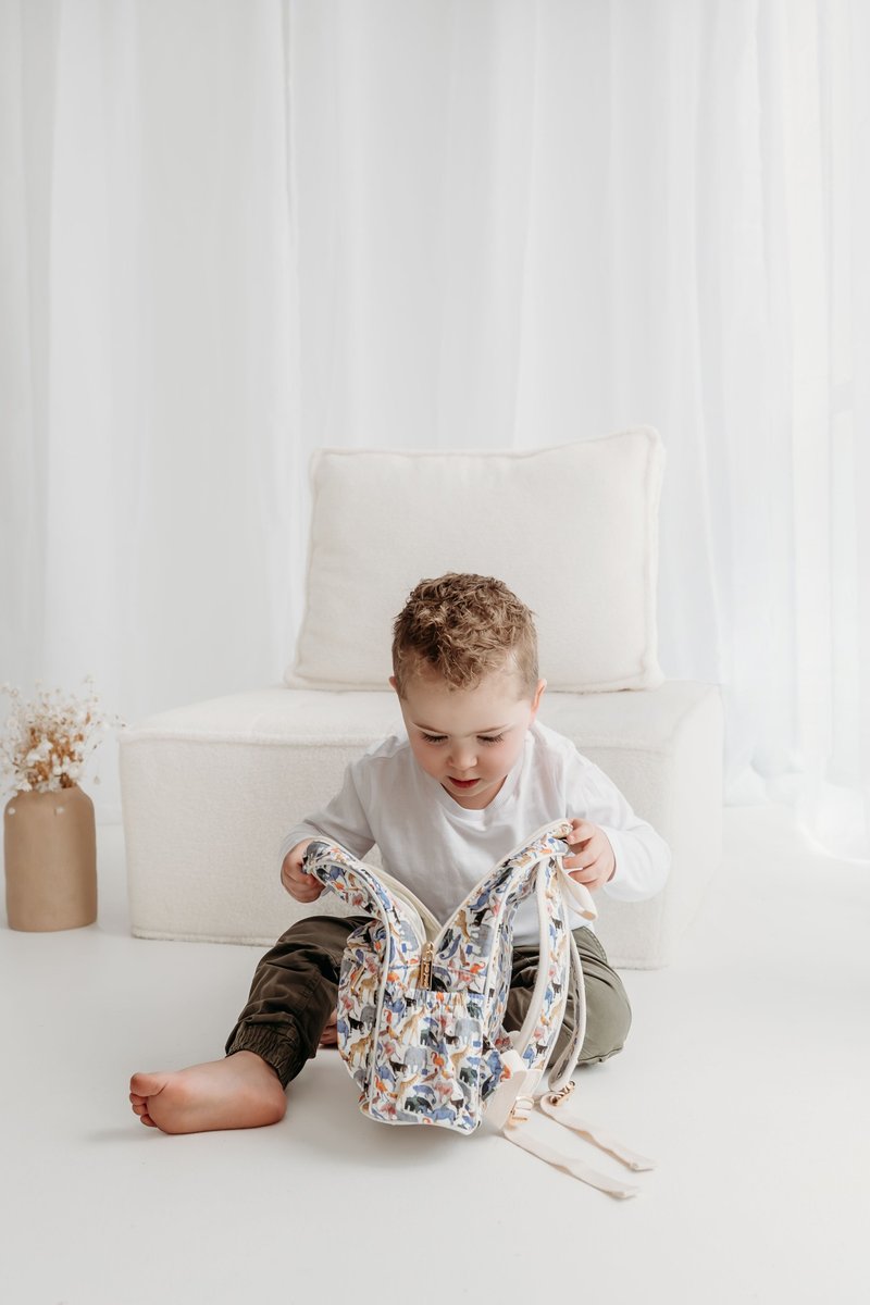 Australian Josie Joan's floral fabric backpack-Henry Liberty London - Backpacks & Bags - Cotton & Hemp White