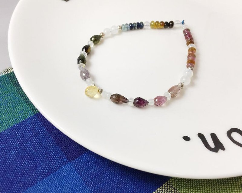 MH sterling silver natural stone custom series _ fireworks party _ tourmaline _ limited edition 1 - Bracelets - Semi-Precious Stones Multicolor