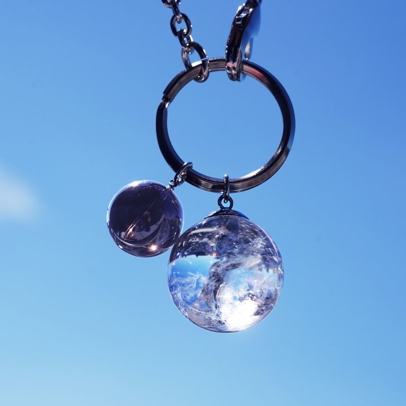 大粒　虹入り水晶と煙水晶のバックチャーム　キーホルダー　夢幻泡影 - 吊飾/掛飾 - 寶石 透明