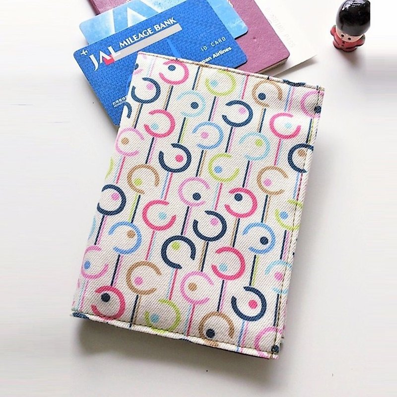 護照套 (彩色小小圈) | 客製化 繡字 - 護照夾/護照套 - 棉．麻 多色