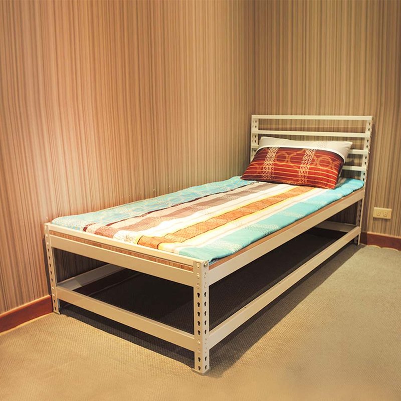 Screw-free Angle Steel Single Bed Frame-Xue Haobai Larger and Thicker - เฟอร์นิเจอร์อื่น ๆ - โลหะ ขาว