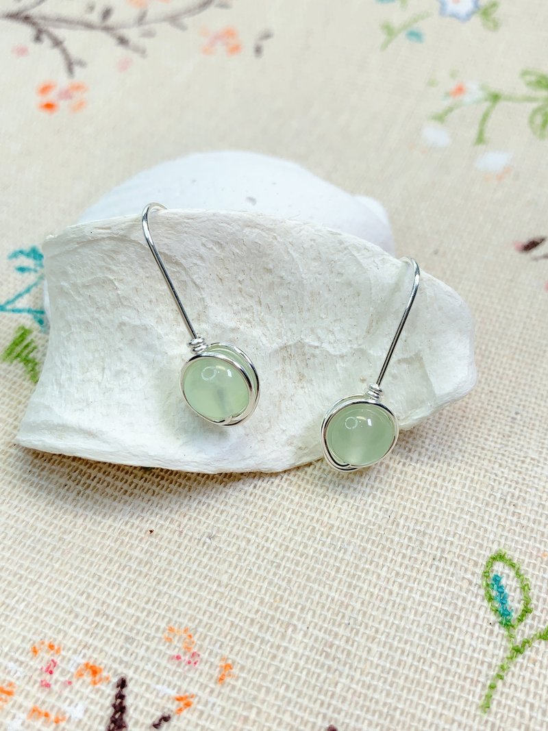 Prehnite Hook Earrings | 14K Gold Filled | 925 Silver | Gemstone - Earrings & Clip-ons - Gemstone Green