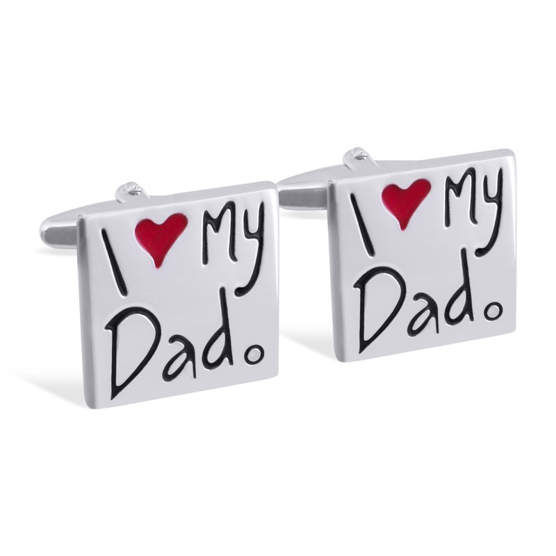 I Love My Dad Cufflinks, Father's Day Cufflinks, Dad's gift - 袖扣 - 其他材質 銀色