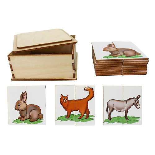 WoodCreativityGifts Montessori Puzzle - farm animals, Wooden toddler Toys Age 1 2 3 year