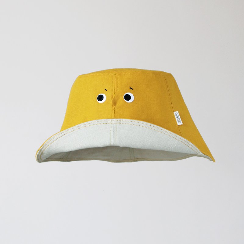 [Small Face Hiding Hat - Mustard Yellow] Adult Fisherman Hat - หมวก - ผ้าฝ้าย/ผ้าลินิน สีเหลือง