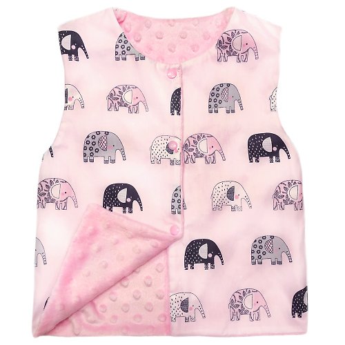 Cutie Bella 美好生活精品館 Minky點點 印花雙面背心 正反兩面穿 粉色大象