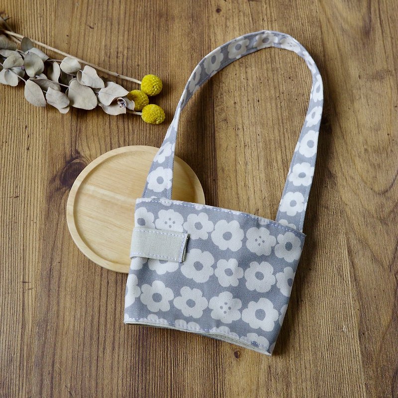 Gray small flower row stand-environmentally friendly cup holder drink bag drink cup holder | - Beverage Holders & Bags - Cotton & Hemp 
