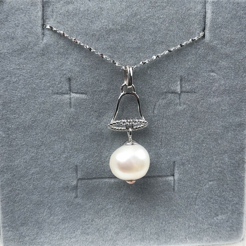 Jingle Bell Freshwater Natural Cream White Pearl 925 Sterling Silver Necklace - สร้อยคอ - ไข่มุก ขาว