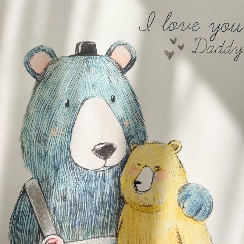 [Small flaws special offer] [Refurbished] Daddy Bear loves you - wall hanging painting/porch decoration - โปสเตอร์ - ผ้าฝ้าย/ผ้าลินิน หลากหลายสี