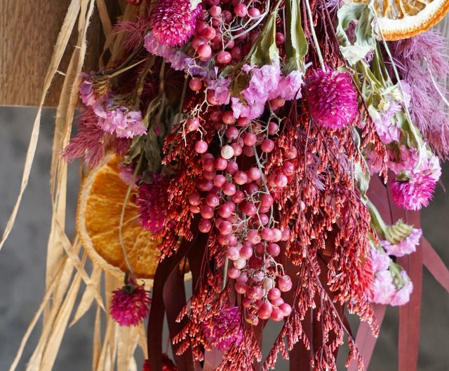 赤色果實乾燥花束 設計館萌野 乾燥花 永生花 Pinkoi