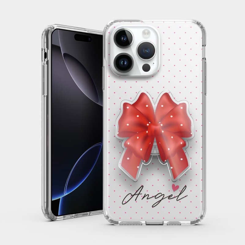 [Mobile phone case & Acrylic stand] Bow tie iPhone series mobile phone case PS150 - Phone Cases - Plastic Pink