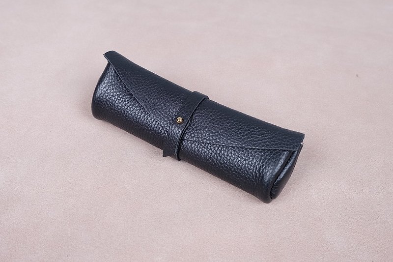 Handmade high grade Germany Leather pencil case (Black) - 筆盒/筆袋 - 真皮 黑色
