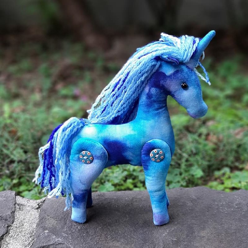 Rainbow unicorn - Stuffed Dolls & Figurines - Cotton & Hemp Blue